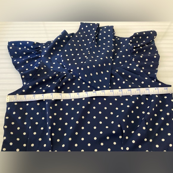 NWT Allegra K polka dot navy/white woman blouse size M - Picture 3 of 9